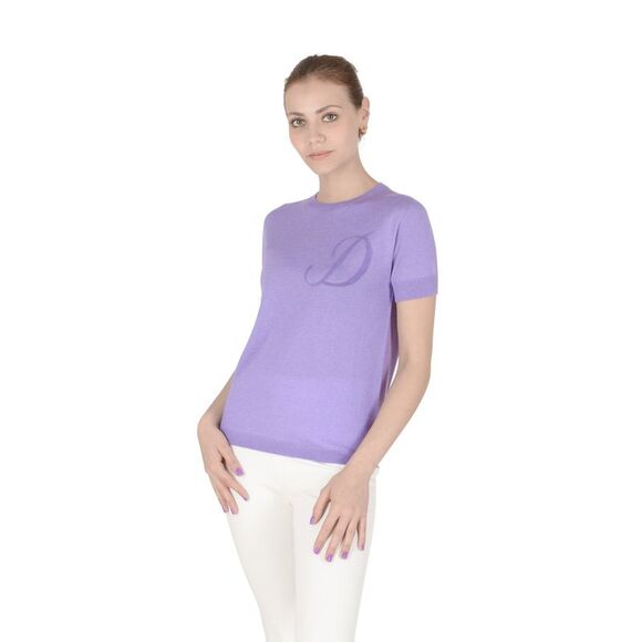 Dee Ocleppo Cashmere Knit Top Short Sleeves Relaxed Fit Women Lilac Sweaters - Picture 1 of 1